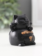 Фигурка гипс «Кот манэки-нэки», 5.5×5×5 см, чёрная - фото 52746058
