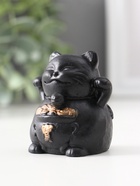 Фигурка гипс «Кот манэки-нэки», 5.5×5×5 см, чёрная - фото 52746060