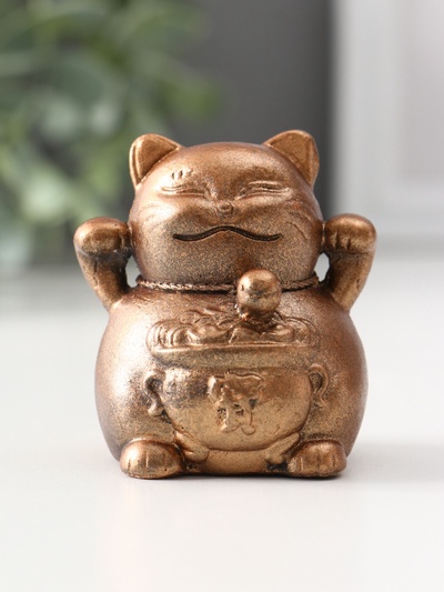 Фигурка гипс «Кот манэки-нэки», 5.5×5×5 см, бронза