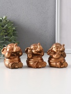 Набор фигурок «Слон ничего не вижу, не слышу, не говорю», 3 шт., бронза, 7 см - фото 52746086