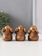 Набор фигурок «Слон ничего не вижу, не слышу, не говорю», 3 шт., бронза, 7 см - фото 52746087