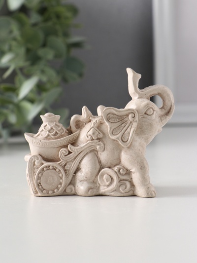 Фигурка гипс «Слоник с мешком денег», 6.5×4×8.5 см, слоновая кость