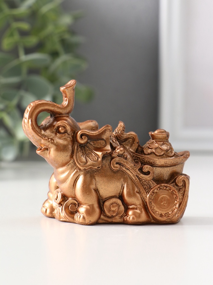 Фигурка гипс «Слоник с мешком денег», 6.5×4×8.5 см, бронза