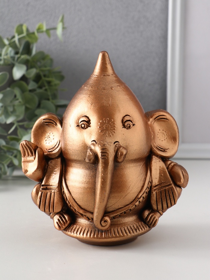 Фигурка гипс «Ганеша», 14.5×13.5×9 см, бронза