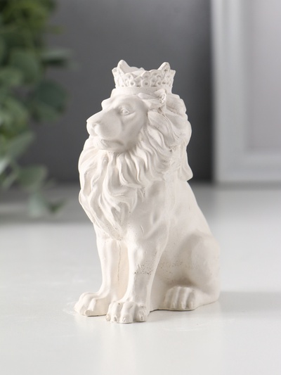Фигурка гипс «Лев в короне», белый, 9×4×6.5 см