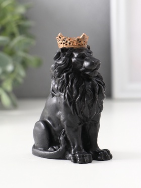 Фигура «Лев в короне», 9×4×6.5 см, чёрная