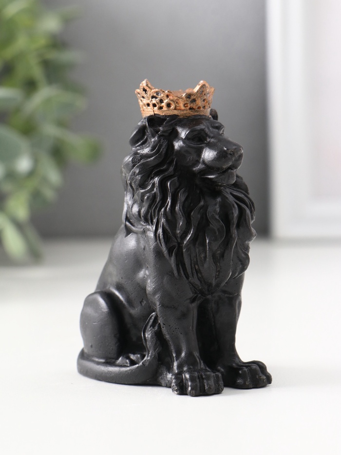 Фигурка гипс «Лев в короне», 9×4×6.5 см, чёрная - Фото 1