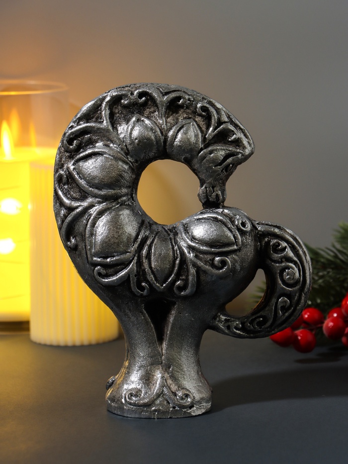 Фигурка гипс «Конь с узором», 14×6×17.5 см, серебро - Фото 1