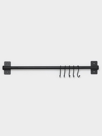 УЦЕНКА Рейлинговая система для кухни, 57 см, 5 крючков, чёрная