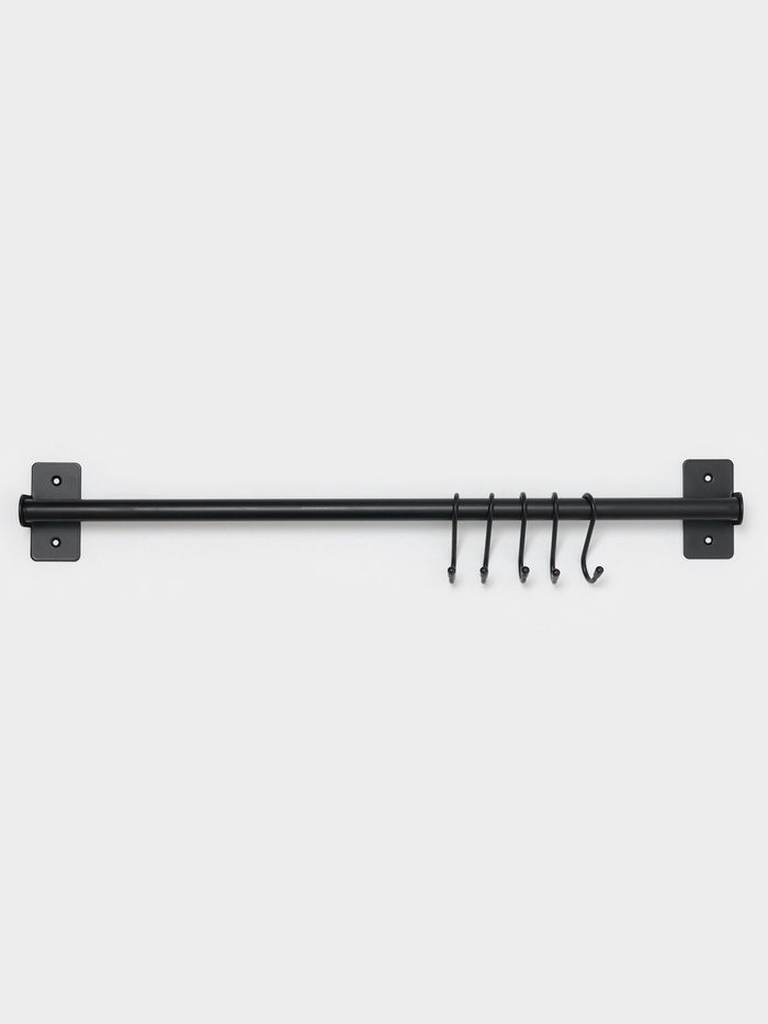 УЦЕНКА Рейлинговая система для кухни, 57 см, 5 крючков, чёрная - Фото 1