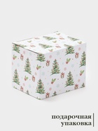 Кружка Доляна «Новый год. Ёлочки», 380 мл, фарфор, белая - Фото 4