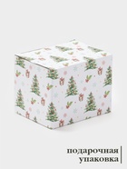 Кружка Доляна «Новый год. Снежинки», 380 мл, фарфор, белая - Фото 4