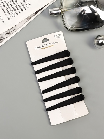 Зажимы для волос QF «Джастин», набор 6 шт., 7.5 см, чёрные