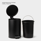 УЦЕНКА Ведро мусорное с педалью, 12 л, нерж. сталь, цвет черный - Фото 3