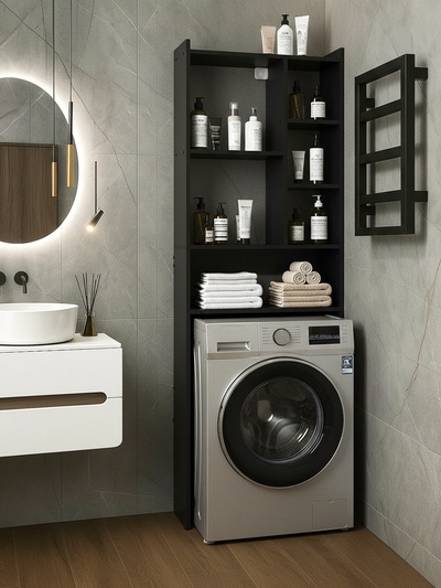 Стеллаж напольный «Комфорт» №1, над стиральной машиной, 673×220×1696 мм, цвет графит
