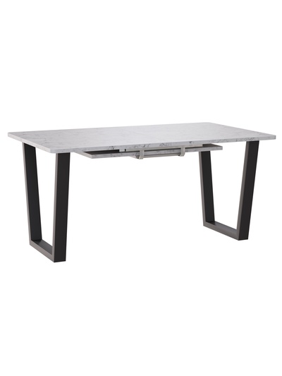 Стол раздвижной «НОРМАНД 09», 1620(2220)×950 мм, цвет мрамор белый/чёрный матовый