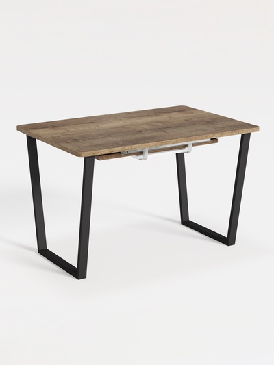 Стол раздвижной «НОРМАНД 02», d=1200(1700)×800 мм, цвет дуб галифакс табак/чёрный матовый