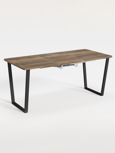 Стол раздвижной «НОРМАНД 02», d=1200(1700)×800 мм, цвет дуб галифакс табак/чёрный матовый