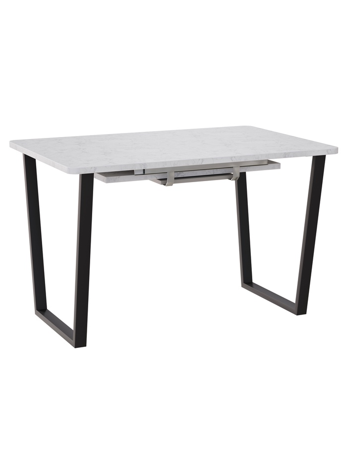 Стол раздвижной «НОРМАНД 02», d=1200(1700)×800 мм, цвет мрамор белый/чёрный матовый - Фото 1