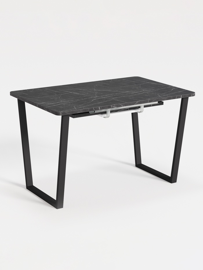 Стол раздвижной «НОРМАНД 02», d=1200(1700)×800 мм, цвет камень чёрный/чёрный матовый - Фото 1