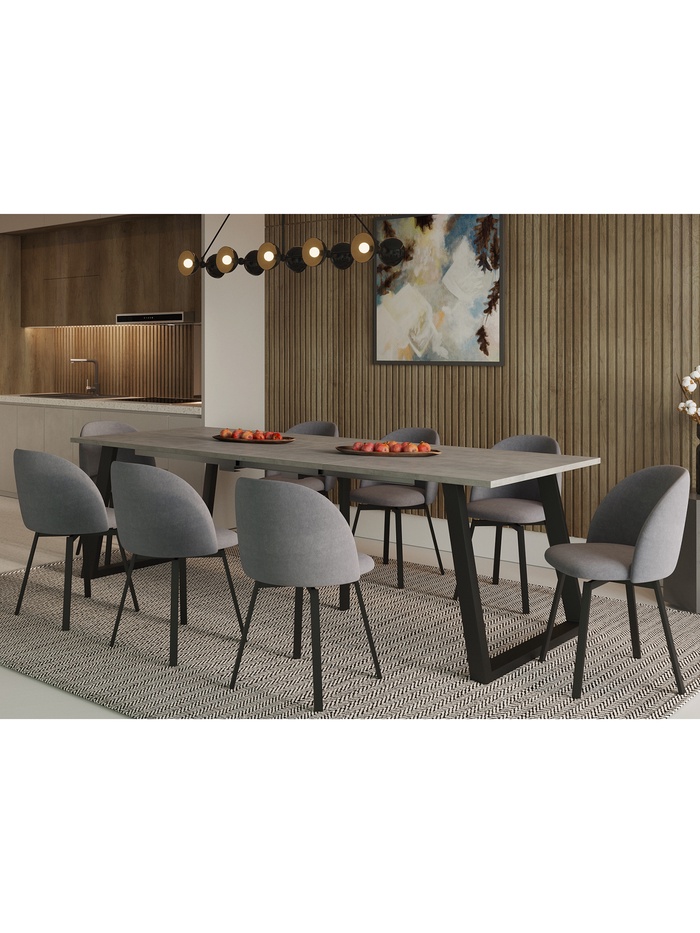 Стол раздвижной «ПЕРСЕЙ EGGER», d=1620(2620)×950 мм, цвет бетон чикаго светлый/чёрный матовый - Фото 1