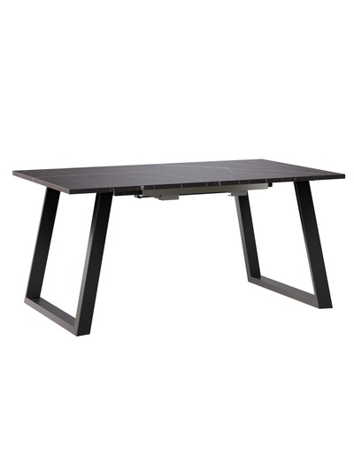 Стол раздвижной «ПЕРСЕЙ EGGER», d=1620(2620)×950 мм, цвет камень чёрный/чёрный матовый