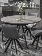 Стол раздвижной «ЛОКИ», d=1200(1580) мм, цвет бетон чикаго светлый/чёрный матовый - Фото 1