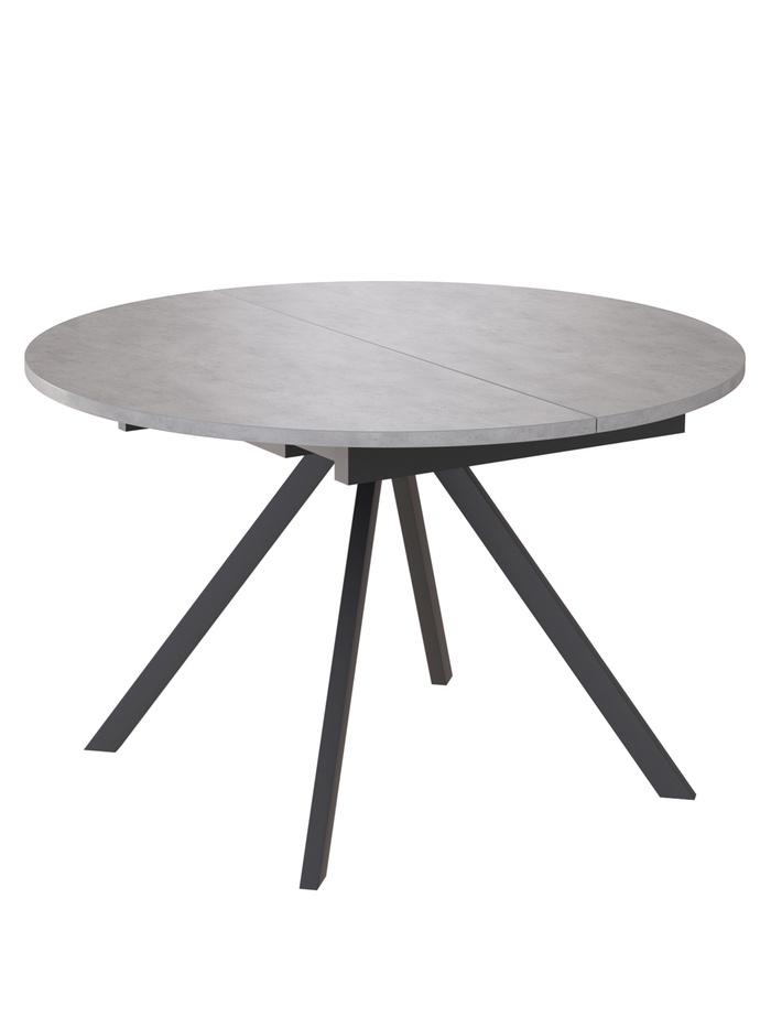 Стол раздвижной «ЛОКИ», d=1200(1580) мм, цвет бетон чикаго светлый/чёрный матовый - Фото 1