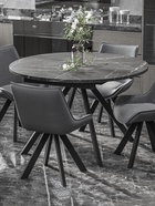 Стол раздвижной «ЛОКИ», d=1200(1580) мм, цвет камень чёрный/чёрный матовый - Фото 1