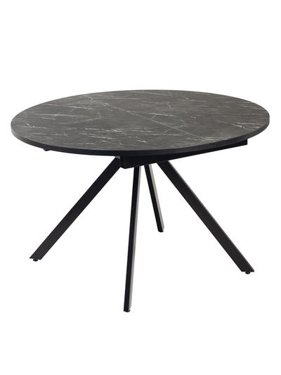 Стол раздвижной «ЛОКИ», d=1200(1580) мм, цвет камень чёрный/чёрный матовый