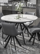 Стол раздвижной «ЛОКИ», d=1200(1580) мм, цвет мрамор белый/чёрный матовый - Фото 2