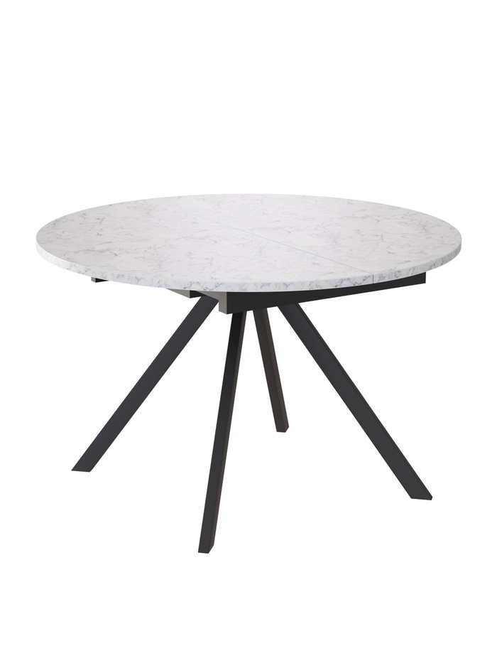 Стол раздвижной «ЛОКИ», d=1200(1580) мм, цвет мрамор белый/чёрный матовый - Фото 1