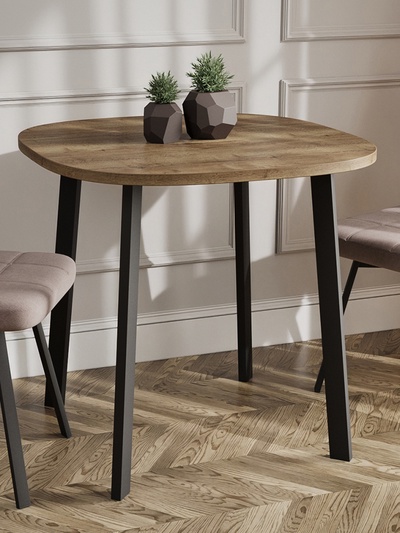 Стол раздвижной «УГО», d=800(1250)×800 мм, цвет дуб галифакс табак/чёрный матовый