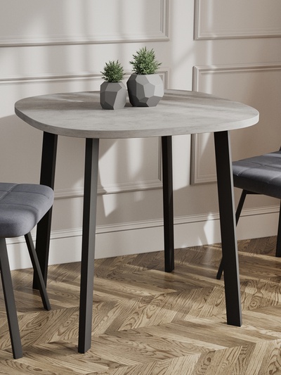 Стол раздвижной «УГО», d=800(1250)×800 мм, цвет бетон чикаго светлый/чёрный матовый