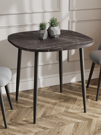 Стол раздвижной «УГО», d=800(1250)×800 мм, цвет камень черный/чёрный матовый