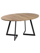 Стол "ОЛСЕН" раздвижной, D-1500/1950×1050, дуб галифакс табак, черный матовый - Фото 2