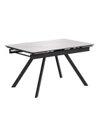 Стол "РЕРУМ" раздвижной, D-1400/1980×900, керамогранит белый мрамор, черный матовый - фото 14907272