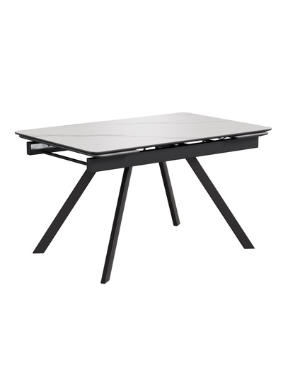 Стол раздвижной «РЕРУМ», d=1400(1980)×900 мм, цвет керамогранит белый мрамор/чёрный матовый