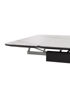 Стол "РЕРУМ" раздвижной, D-1400/1980×900, керамогранит белый мрамор, черный матовый - фото 14907274