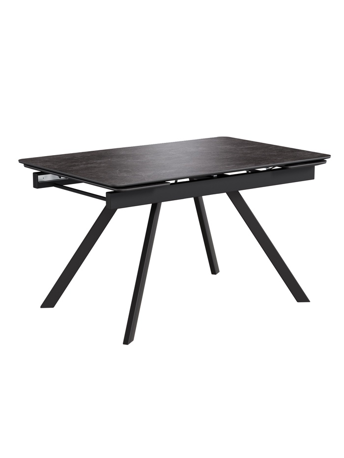 Стол раздвижной «РЕРУМ», d=1400(1980)×900 мм, цвет керамогранит камень чёрный/чёрный матовый - Фото 1