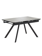 Стол "РЕРУМ" раздвижной, D-1400/1980×900, керамогранит серый мрамор, черный матовый - фото 14907280