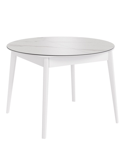 Стол раздвижной «КАССИО», d=1050(1350)×1050 мм, цвет керамика белый мрамор/деревянный комплект ножек