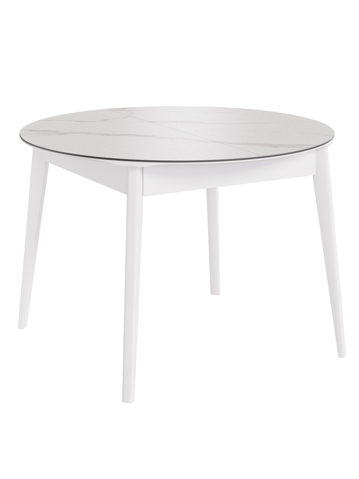 Стол раздвижной «КАССИО», d=1050(1350)×1050 мм, цвет керамика белый мрамор/деревянный комплект ножек - Фото 1