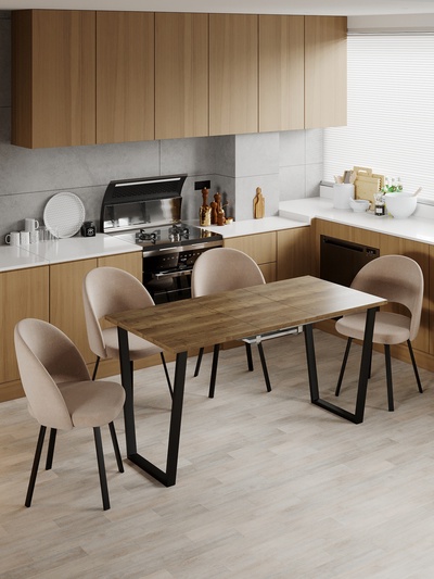 Стол раздвижной «АТЛАНТ 01 EGGER», d=1100(1500)×700 мм, цвет дуб галифакс табак/чёрный матовый