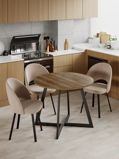 Стол раздвижной «РИМ EGGER, d=940(1390) мм, цвет дуб галифакс табак/чёрный матовый