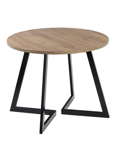 Стол раздвижной «РИМ EGGER», d=1050(1500) мм, цвет дуб галифакс табак/чёрный матовый