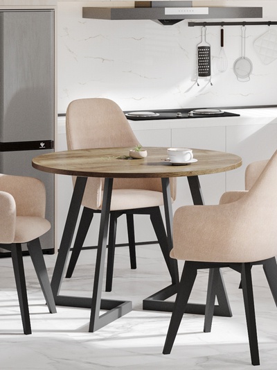 Стол круглый «ГЕРМЕС EGGER», d=1050 мм, цвет дуб галифакс табак/чёрный матовый