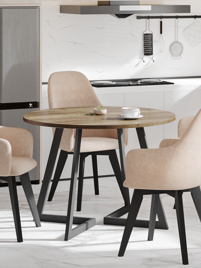 Стол круглый «ГЕРМЕС EGGER», d=1050 мм, цвет дуб галифакс табак/чёрный матовый - Фото 1