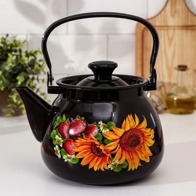 УЦЕНКА Чайник 3.5 л сфер деколь МИКС (корич.)