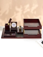 УЦЕНКА Набор настольный 5в1 с часами, вишня - Фото 2